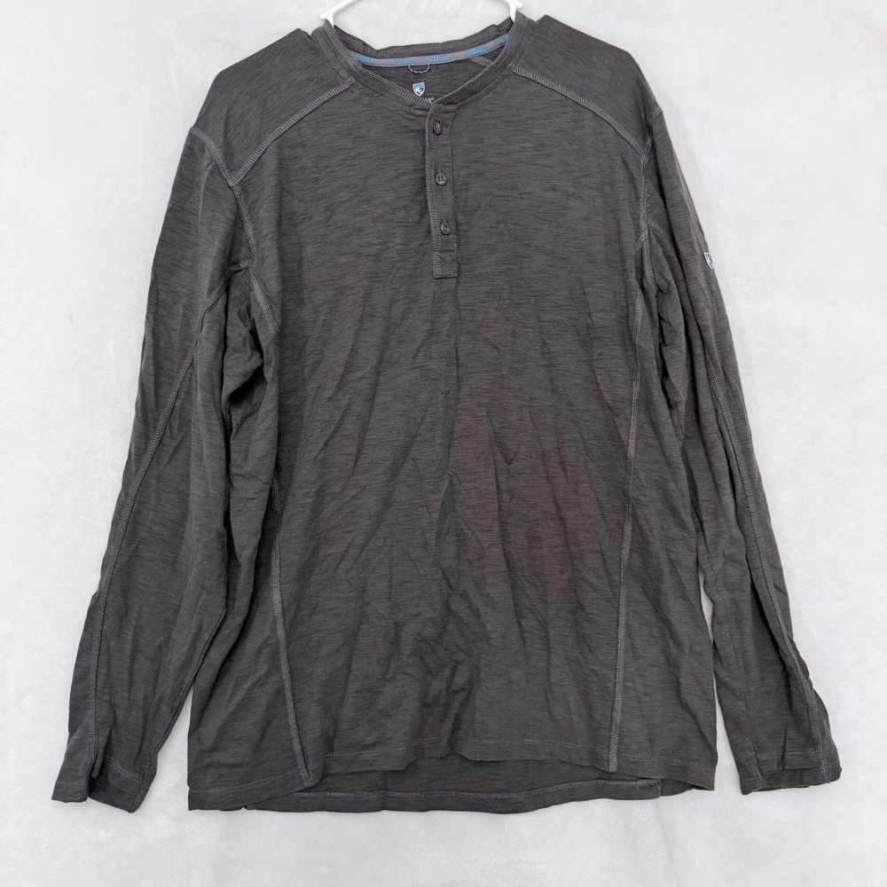 Kuhl Rukus Henley Shirt Mens XL Gray Long Sleeve Stretch